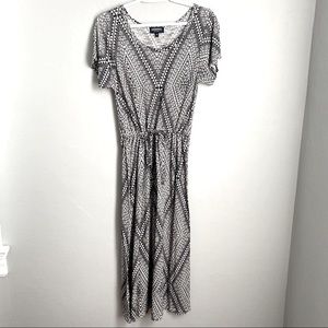 CHEROKEE Black White Printed Dress with Waist String